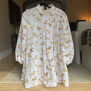 Ganni Weston Horse Print Cotton Dress